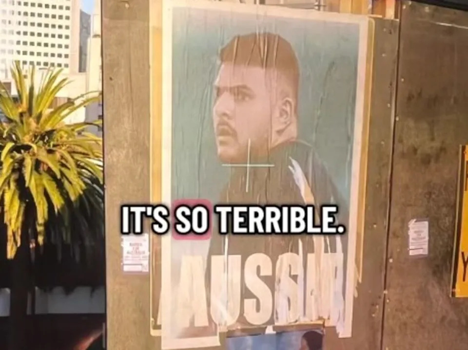 Posters of the alleged Bondi shooter have appeared across Melbourne. Picture: Peter Drew/Instagram.