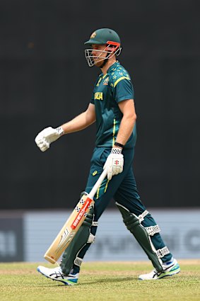 Dejected, Cameron Green departs the crease after his second-ball duck against Zimbabwe.