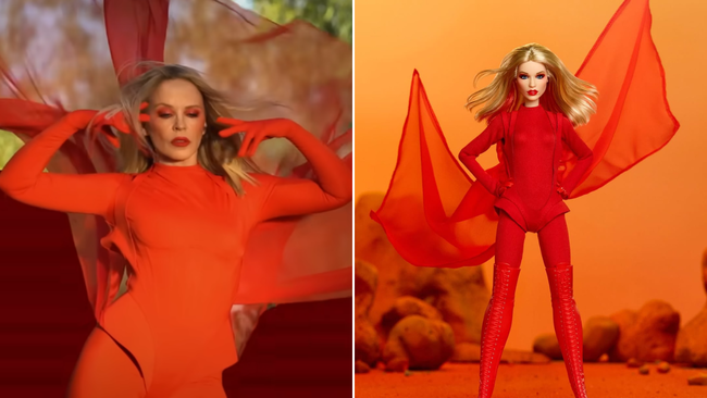 Kylie Minogue’s Padam Padam look was the inspiration behind the new Barbie. 