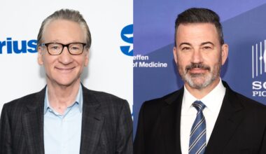 A split image of Bill Maher and Jimmy Kimmel