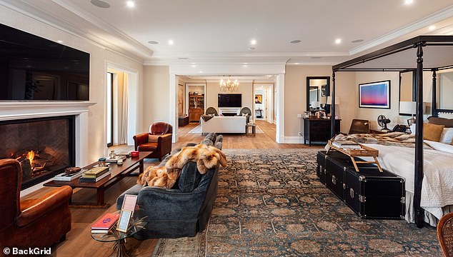 One of the 12 bedrooms in the Beverly Crest mansion that Ben Affleck and Jennifer Lopez have tried to sell twice now