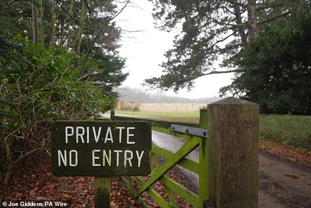 A sign at the entrance to Wood Farm on the Sandringham Estate in Norfolk, where Andrew Mountbatten-Windsor is reported to be staying temporarily