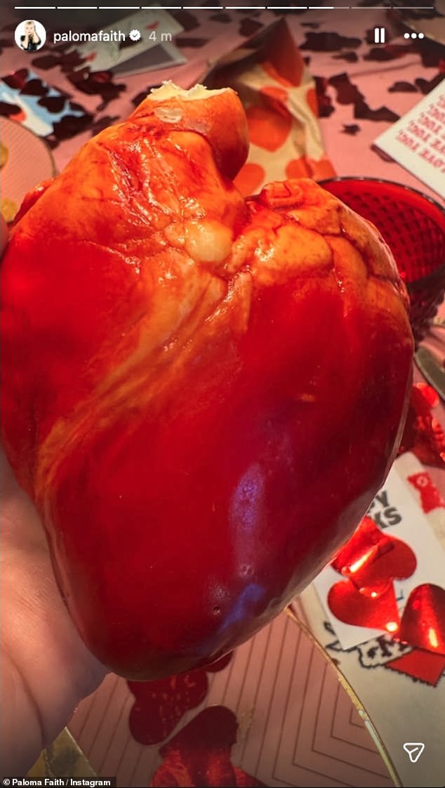 Going the less traditional route, Paloma Faith shared a bizarre look at her Valentine's celebrations which came complete with a model human heart