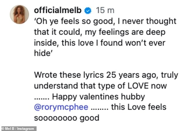 '"Oh ye feels so good, I never thought that it could, my feelings are deep inside, this love I found won’t ever hide’ Wrote these lyrics 25 years ago, truly understand that type of LOVE now'