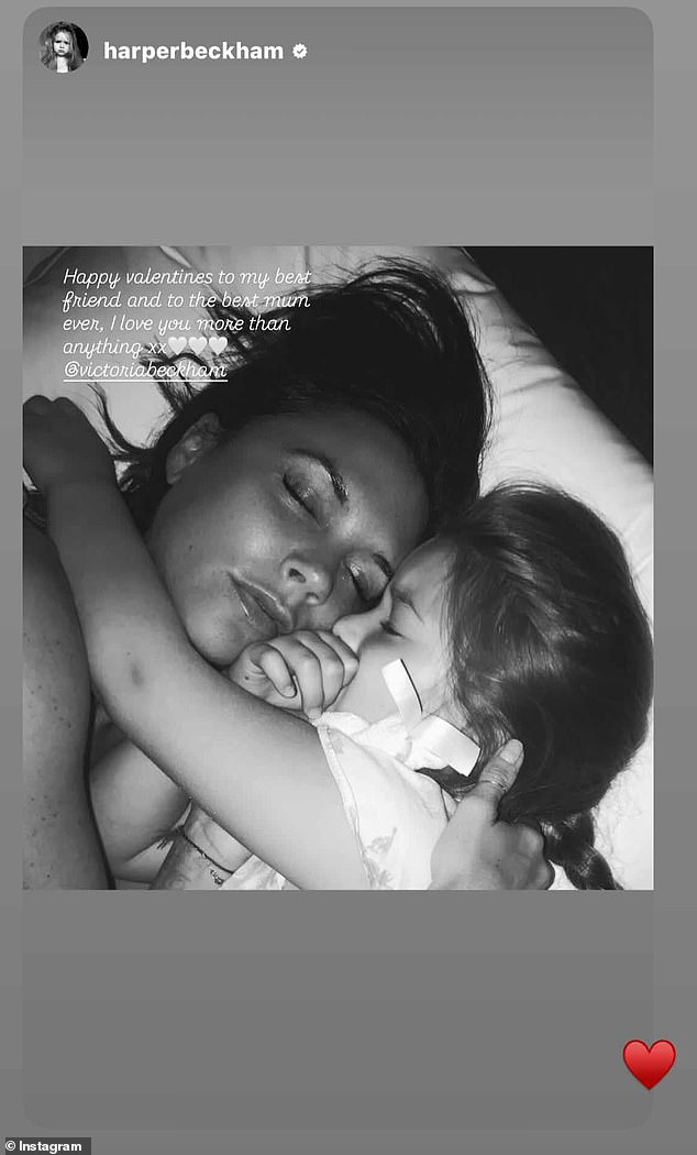Amid David and Victoria's feud with eldest son Brooklyn, daughter Harper, 14, posted her own Valentine's Day tribute to her parents