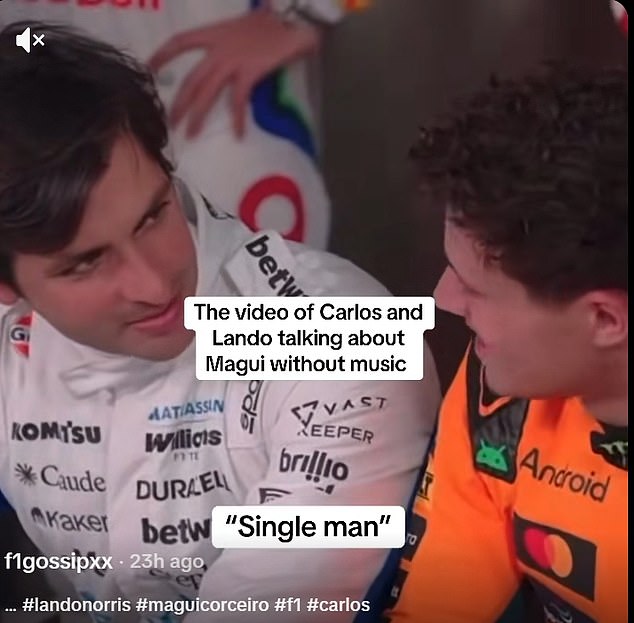 Norris set tongues wagging when he appeared to tell Carlos Sainz he is 'a single man'