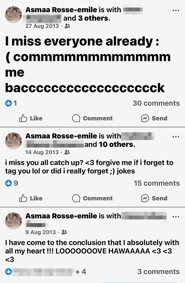 Pictured: A series of bizarre Facebook posts by Kirsty Rosse-Emile the year before she moved to Syria