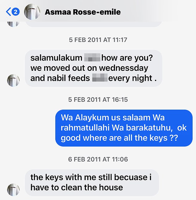 Kirsty Rosse-Emile told her housemate she was moving out with her husband, while her housemate was on holidays