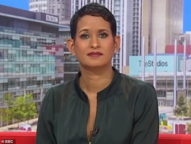 Sally's glamorous look hasn't gone down well with everybody, reportedly sparking fury from Naga Munchetty (pictured) as the under-fire show remains at the centre of a bullying probe