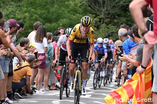 Tiesj Benoot, here still in Visma colours, at the 2025 Tour de France