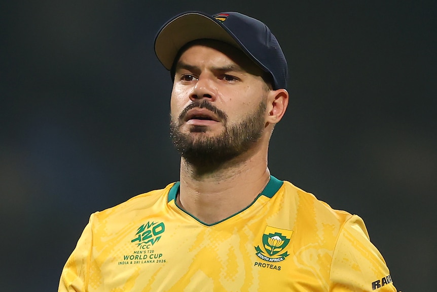 Aiden Markram wears a cap for South Africa