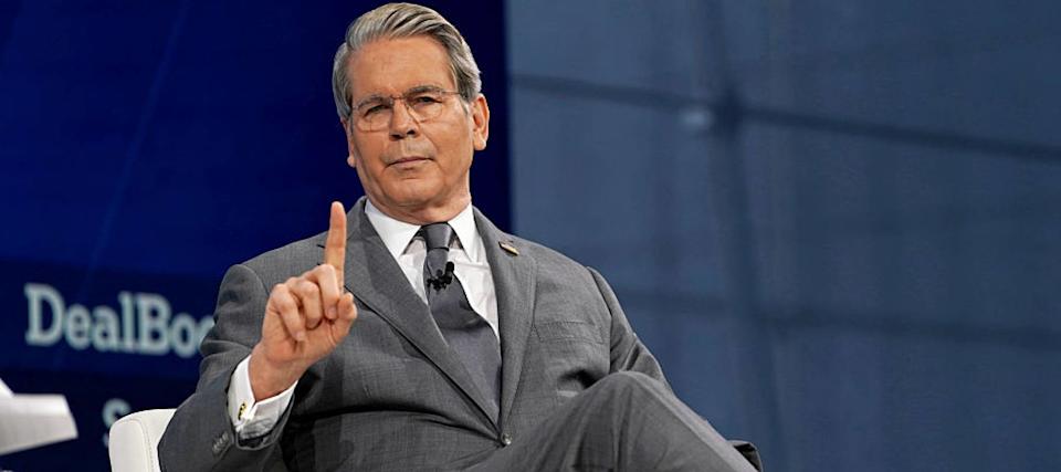 U.S. Treasury Secretary Scott Bessent speaking in front of an audience.