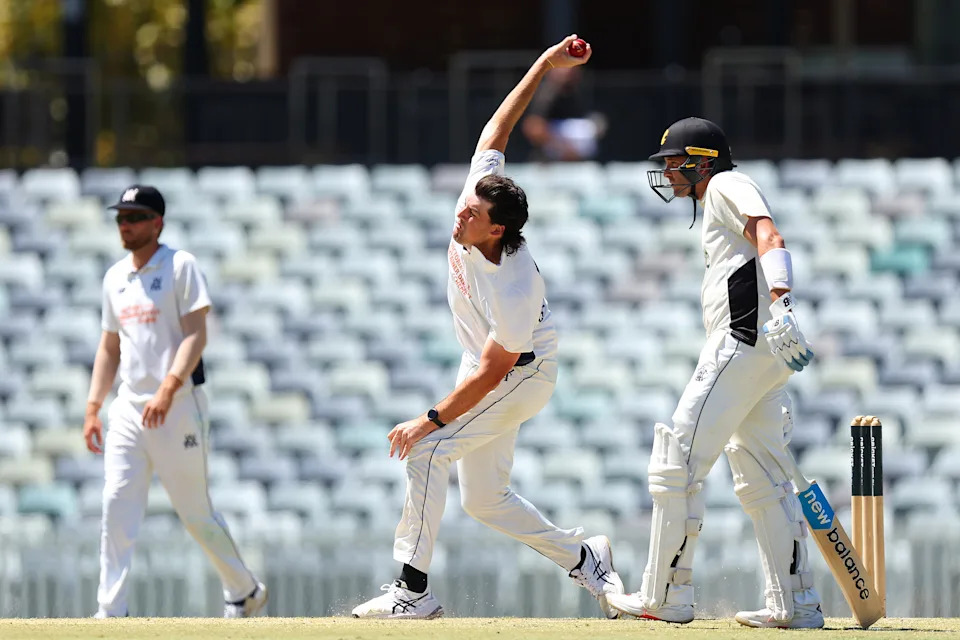 Seen here, Victoria fast bowler Sam Elliott in the Sheffield Shield.