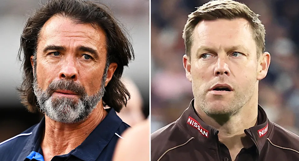 Geelong and Hawthorn coaches Chris Scott and Sam Mitchell.