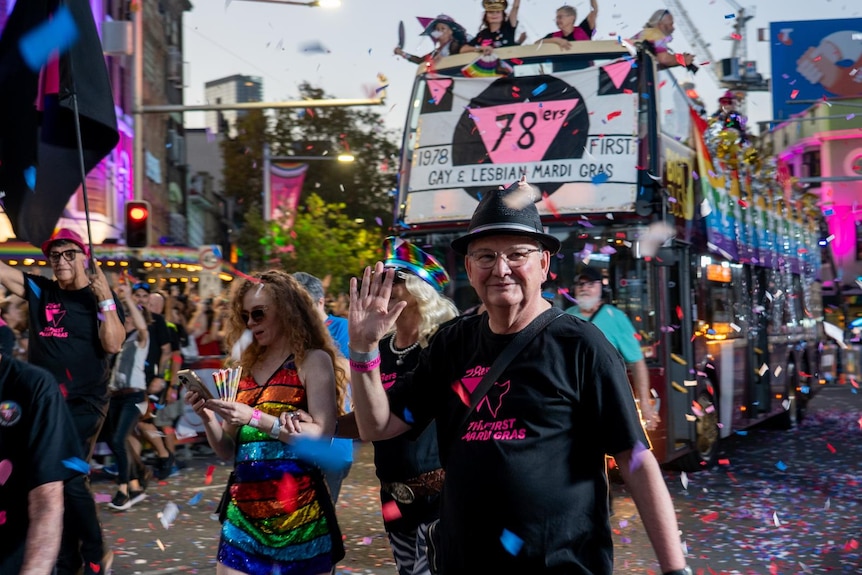 a member of the 78ers at Sydney Gay and Lesbian Mardi Gras Parade 