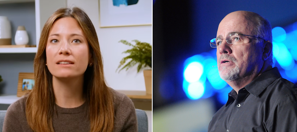 A compilation image of Rachel Cruze and her father, Dave Ramsey.