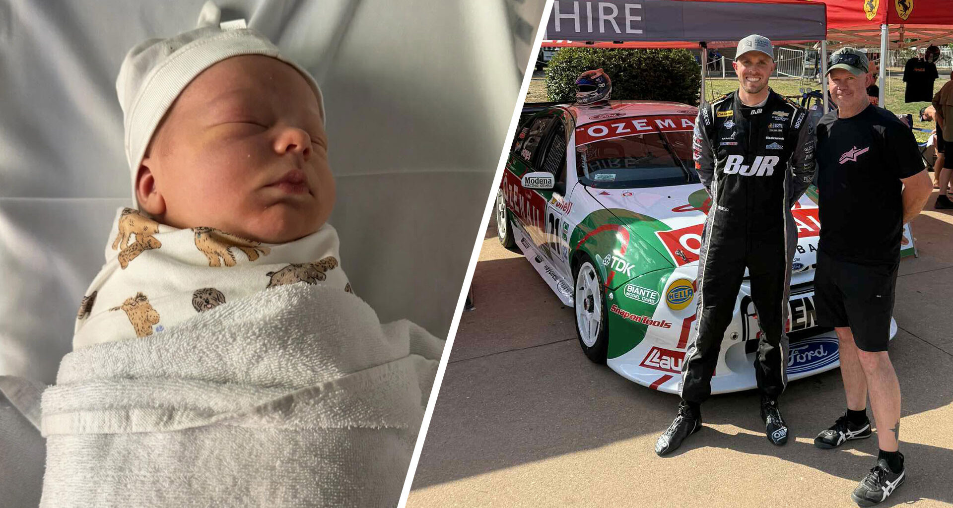 Cam Hill drivers V8 Supercar days after birth of baby boy