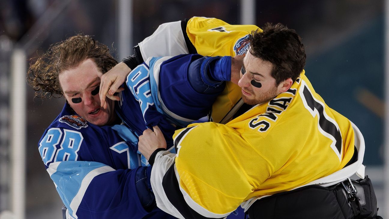 NHL outdoor game sees its 1st goalie fight between Vasilevskiy, Swayman