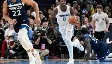 Grizzlies forward Jaren Jackson Jr. (8) scored a team-high 30 points against the Timberwolves. Photo: AP PHOTO