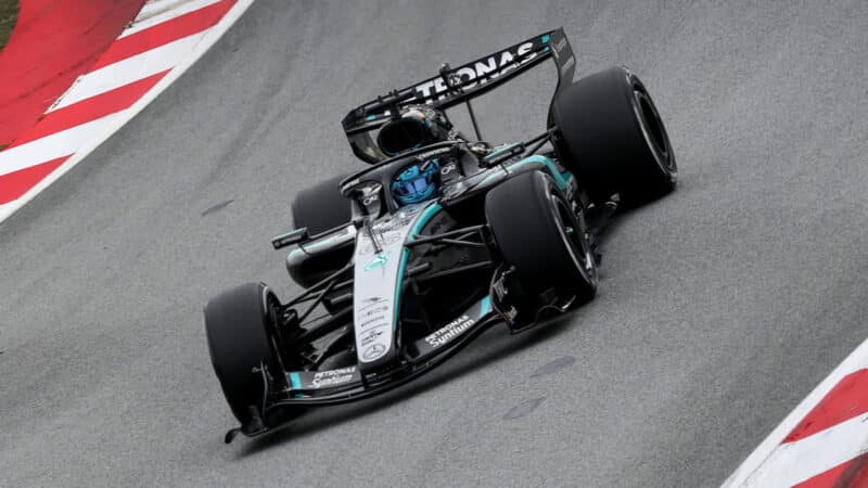George Russell, Mercedes, during Barcelona testing