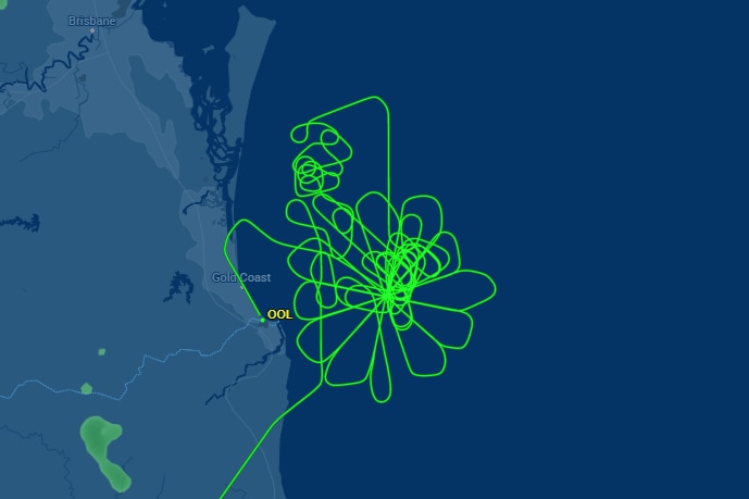 A flight tracker of a plane flying in circles.