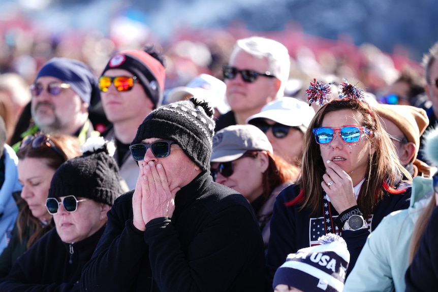 Crowd looks on after Vonn's crash