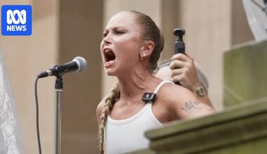 Grace Tame criticised for leading intifada chants at Sydney protest