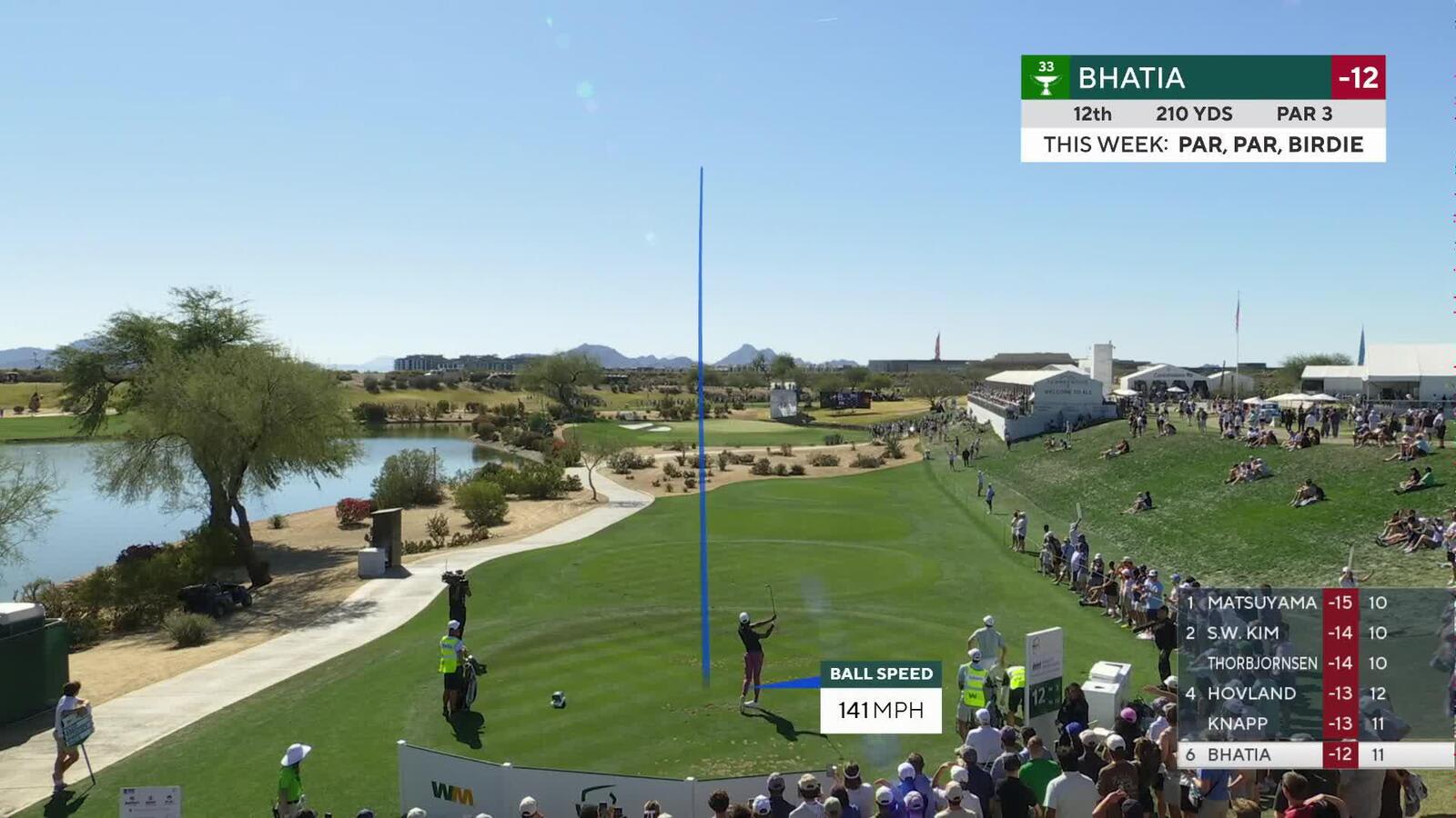Akshay Bhatia hits 210-yard tee shot to 7 feet, sets up birdie on No. 12 at WM Phoenix Open