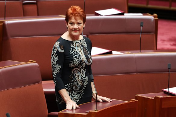 One Nation leader Pauline Hanson.