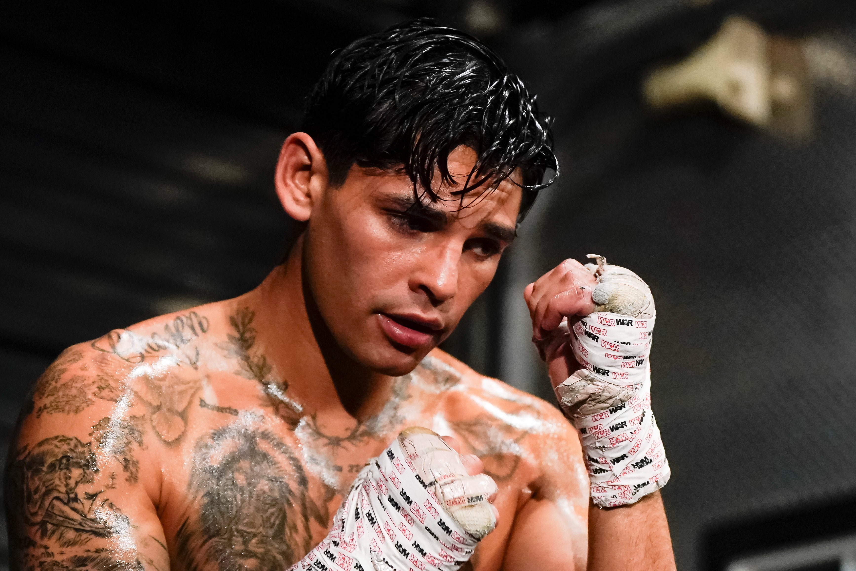 Ryan Garcia at an open workout before his fight with Devin Haney in 2024