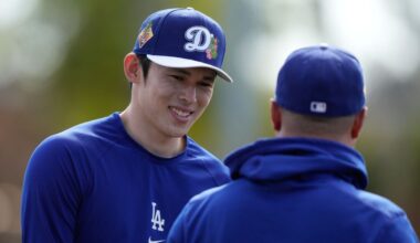 Dodgers' Roki Sasaki hit hard in first spring training start