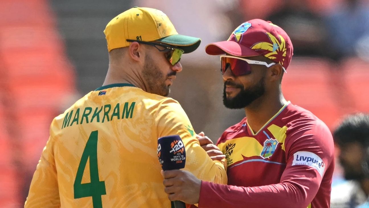 Unchanged South Africa field; West Indies bring in Chase for Hosein