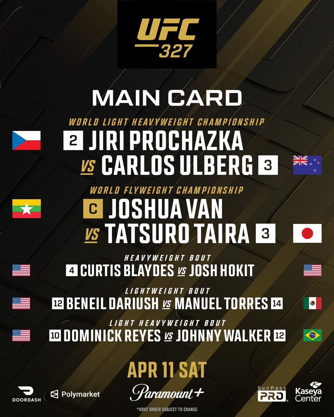 UFC 327 Main Card