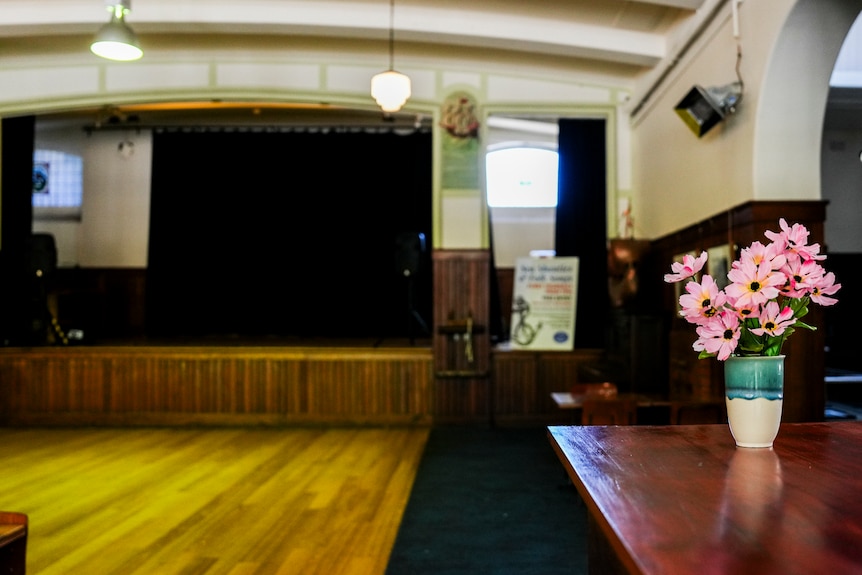 An empty dancefloor at Melbourne's Mission to Seafarers building