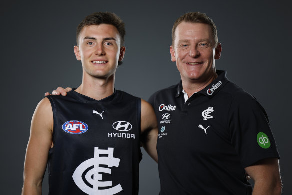 Jagga Smith, with Carlton coach Michael Voss, is set to make his mark in 2026.