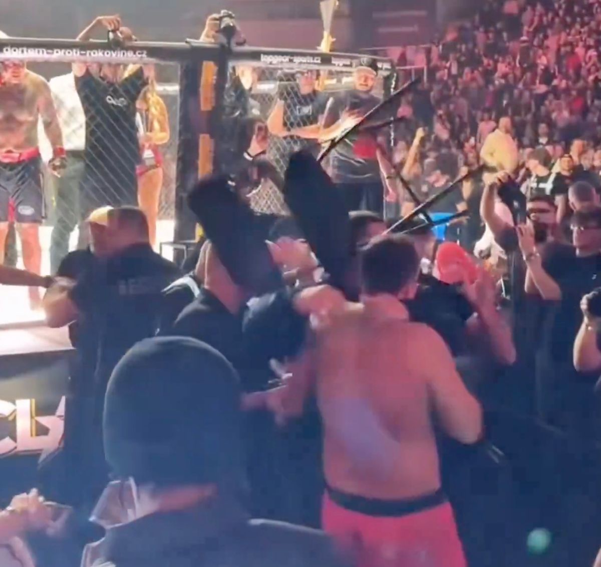 A chair thrown in the direction of Pavol Vasko