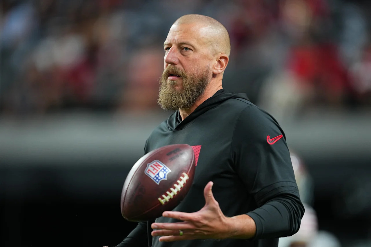 LAS VEGAS, NEVADA - AUGUST 23:  Tight ends coach Brian Fleury of the San Francisco 49ers looks on before a preseason game against the Las Vegas Raiders at Allegiant Stadium on August 23, 2024 in Las Vegas, Nevada. (Photo by Chris Unger/Getty Images)