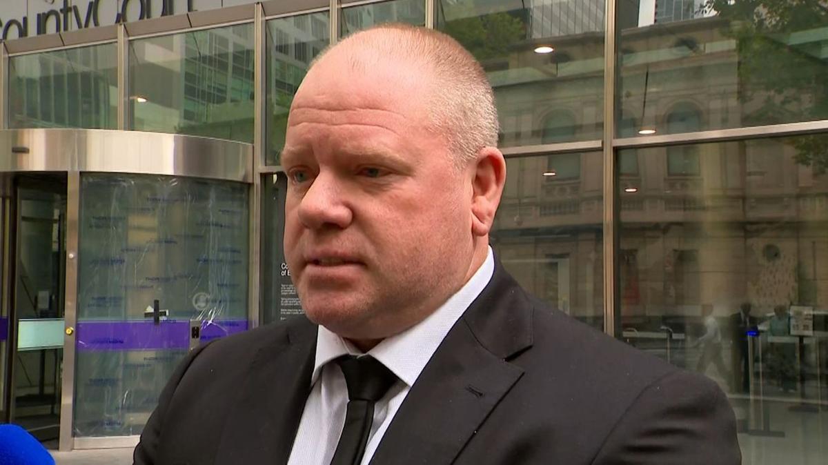 Former AFL star Nick Stevens lashes out at prosecution outside court after day of technical issues