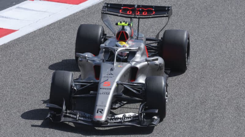 Gabriel Bortoleto (AudI) during the 2026 pre-season test in Bahrain