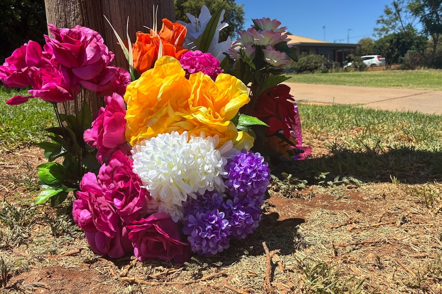 Flowers at Lake Cargelligo crime scene