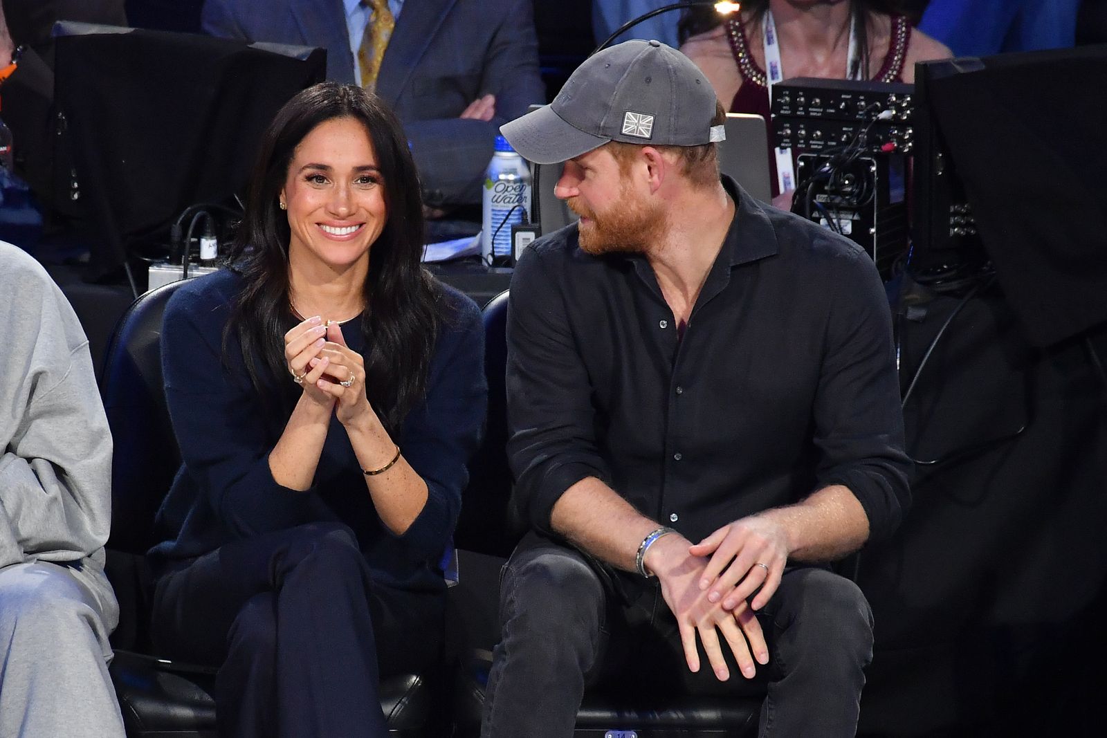 INGLEWOOD CALIFORNIA  FEBRUARY 15  Meghan Markle Duchess of Sussex and Prince Harry Duke of Sussex attend the 75th NBA...