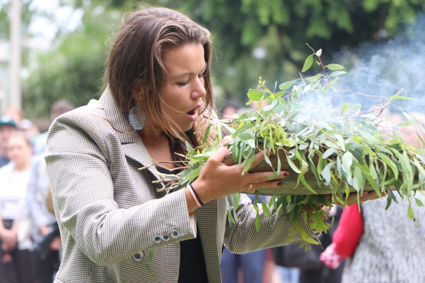 Vanessa Turnbull-Roberts at a smoking ceremony