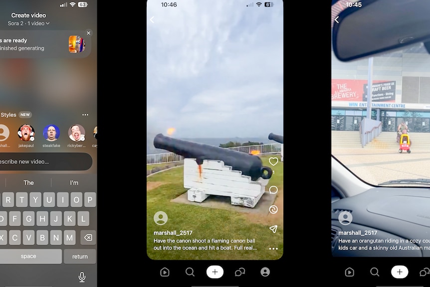 Screengrabs of how Sora2 software works.