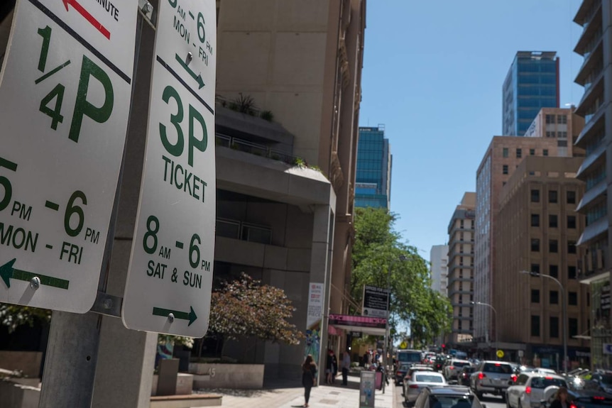 Street parking signs.
