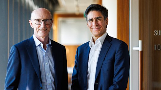 ANZ chairman Paul O’Sullivan (left) with chief executive Nuno Matos.