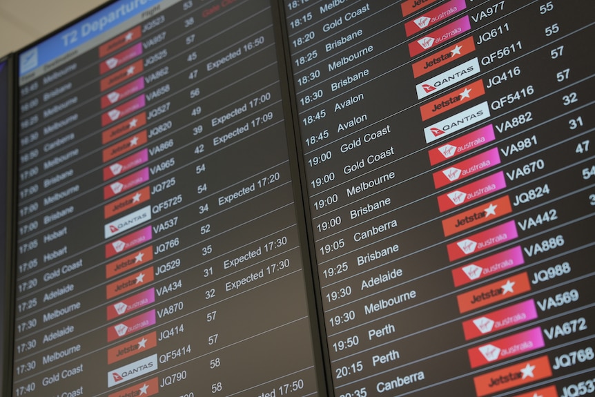 Airport terminal departure and arrivals board