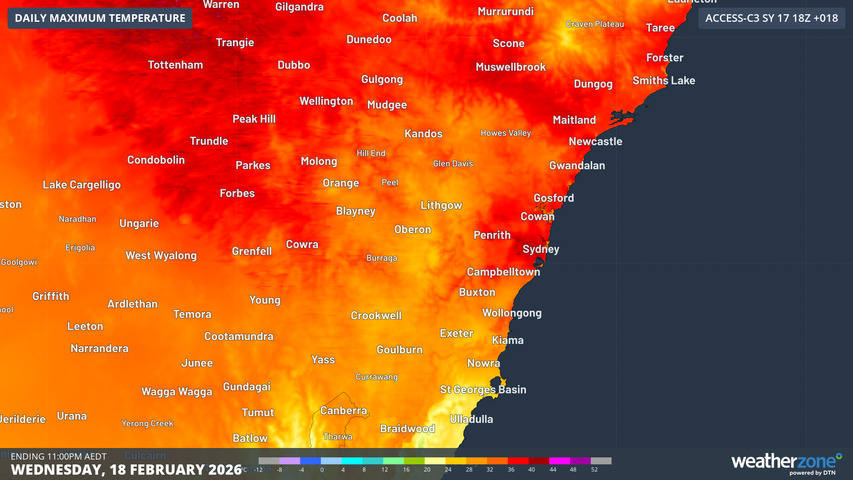 Sydney had Australia’s highest temperature just before midday