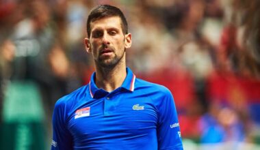 Novak Djokovic playing for Serbia in the Davis Cup