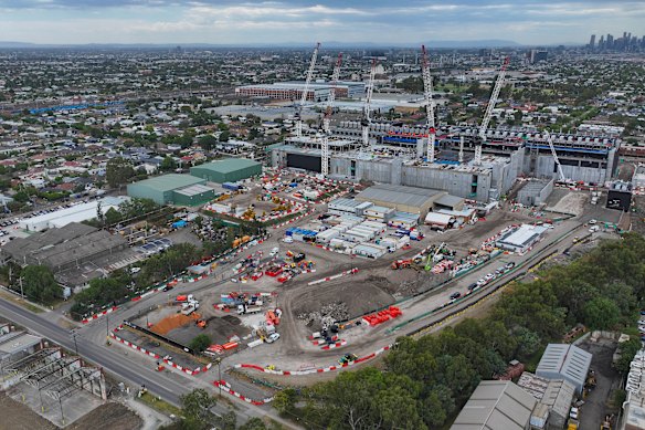 As the data centre comes out of the ground, Thanh Thai’s family business (in the left of this shot) is the only holdout on the West Footscray block.