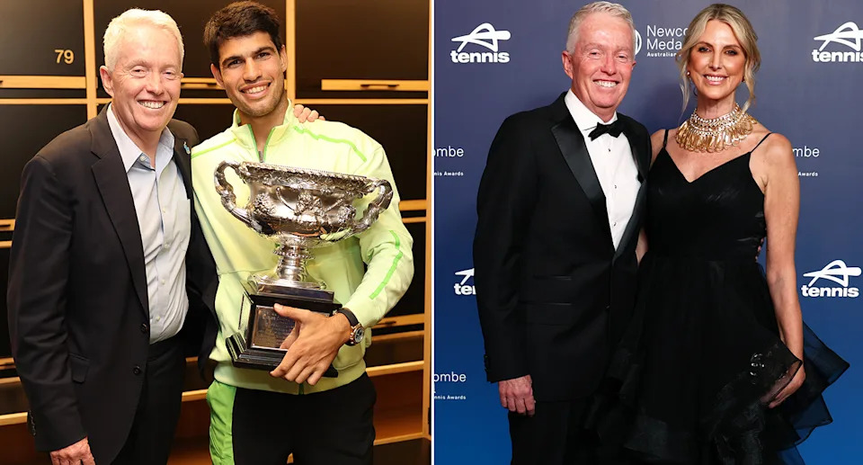 Craig Tiley with Carlos Alcaraz and wife Ali.